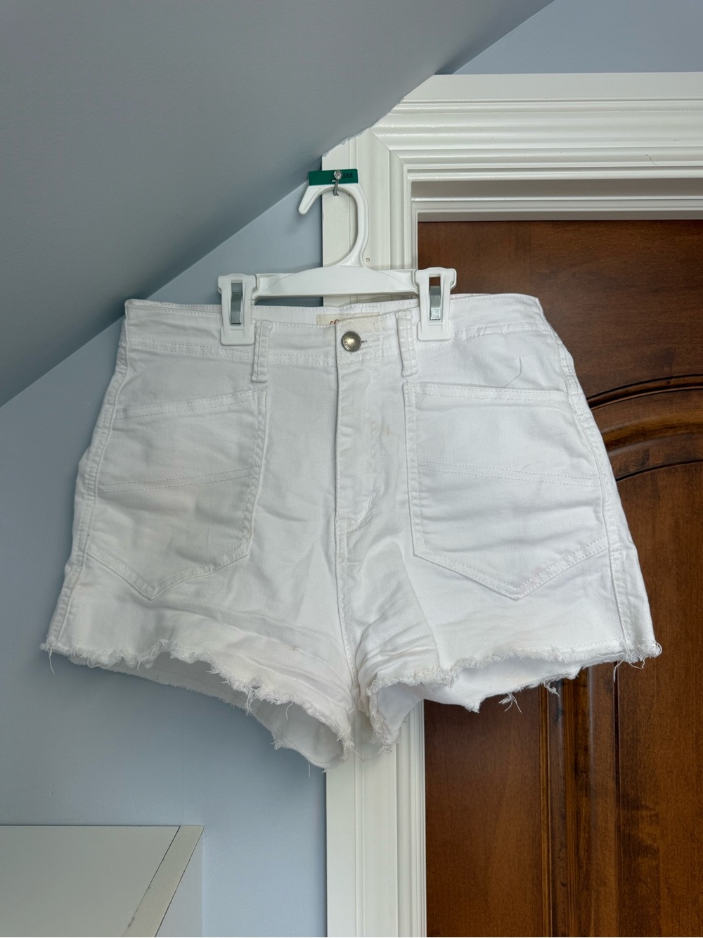 Listicle White High-Rise Frayed Denim Shorts
